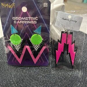 80's Geometric Earrings - 2 Pairs